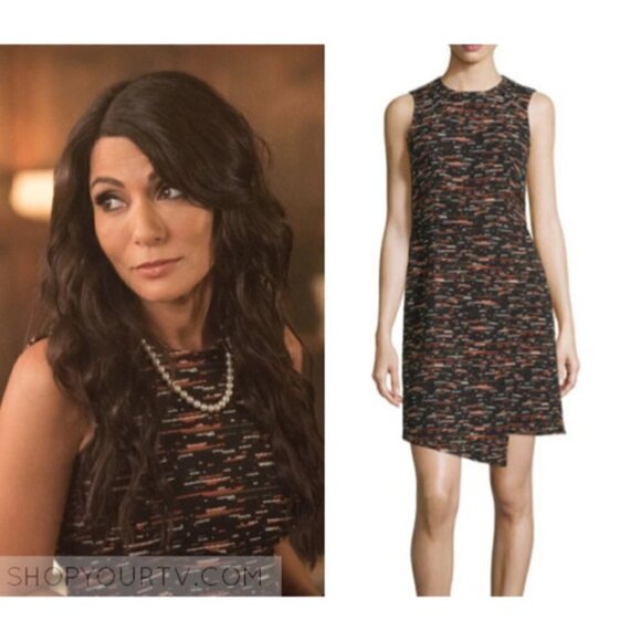 Grey by Jason Wu Sz 6 Sleeveless Tweed Faux Wrap Sheath Dress Asymmetric Hem - Picture 1 of 11